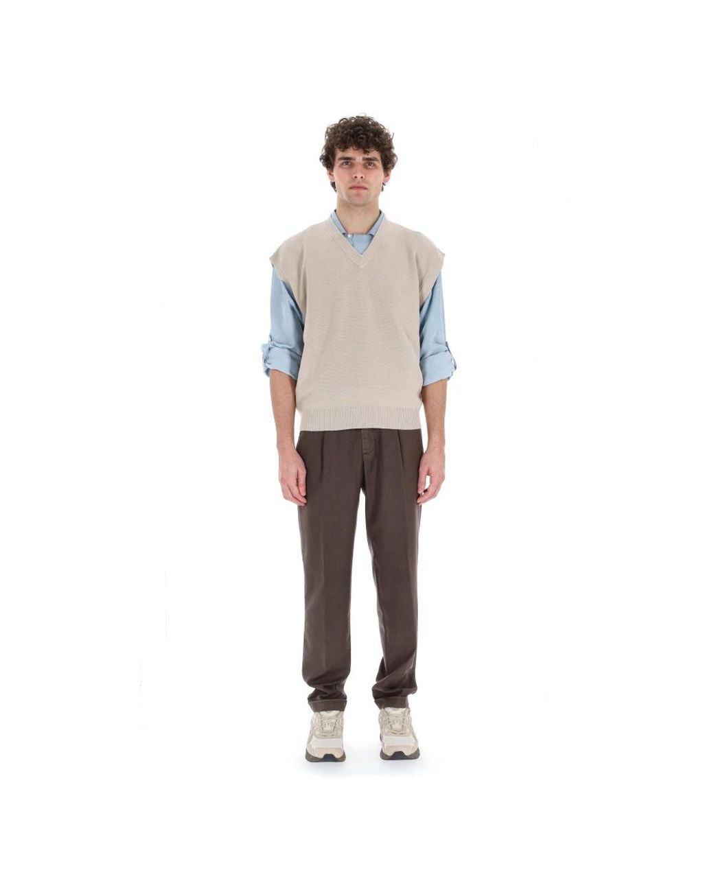 Roberto Collina Gray Sleeveless Jumpers for men