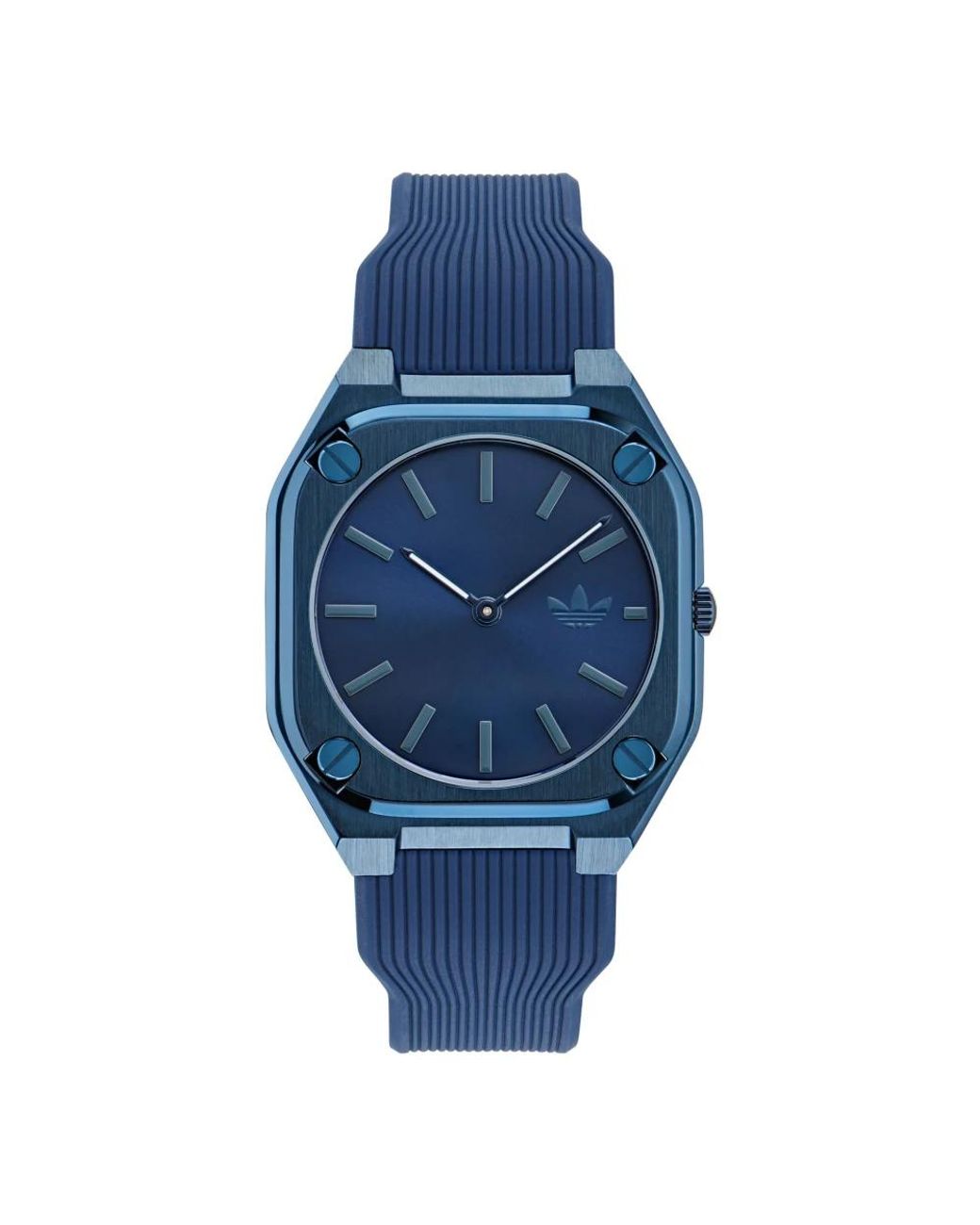 Adidas Accessoires ,Blauw ,City Tech Dunne Blauwe Siliconen Horloge in het Blue