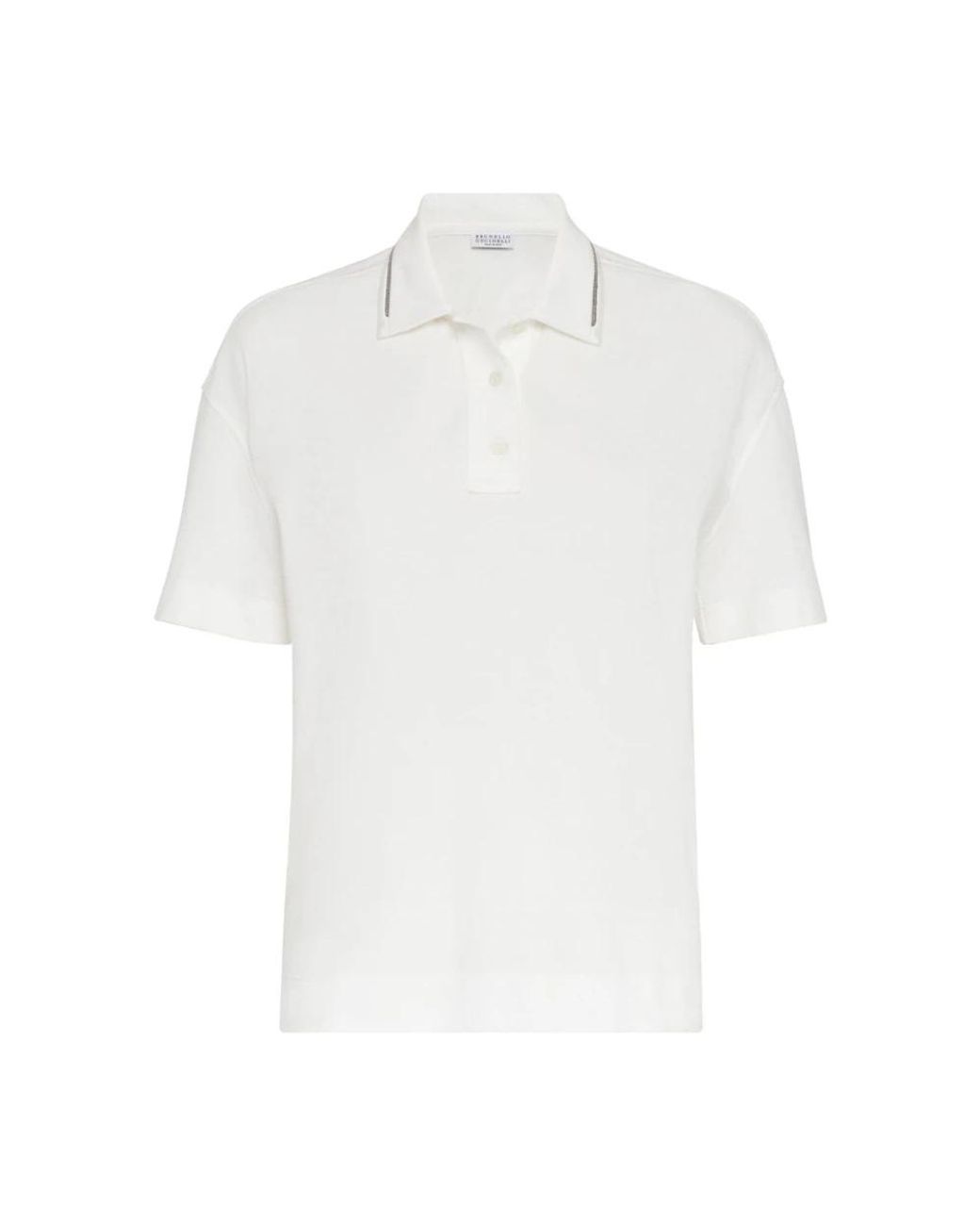 Brunello Cucinelli White Luxuriöses weißes baumwoll-poloshirt