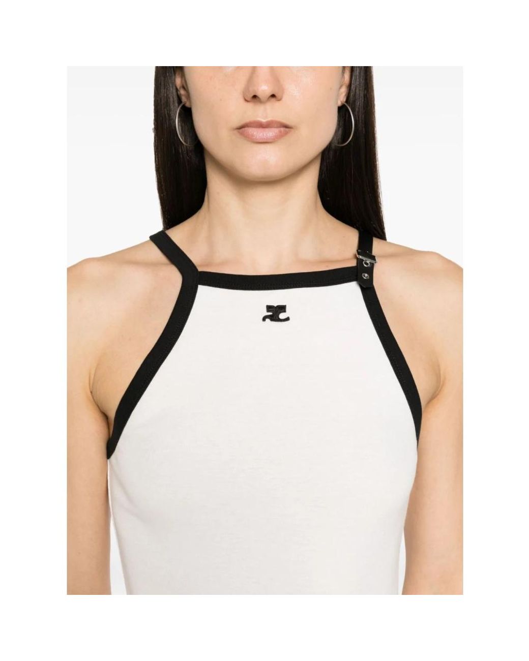 Courreges White Buckle Contrast Short Dress