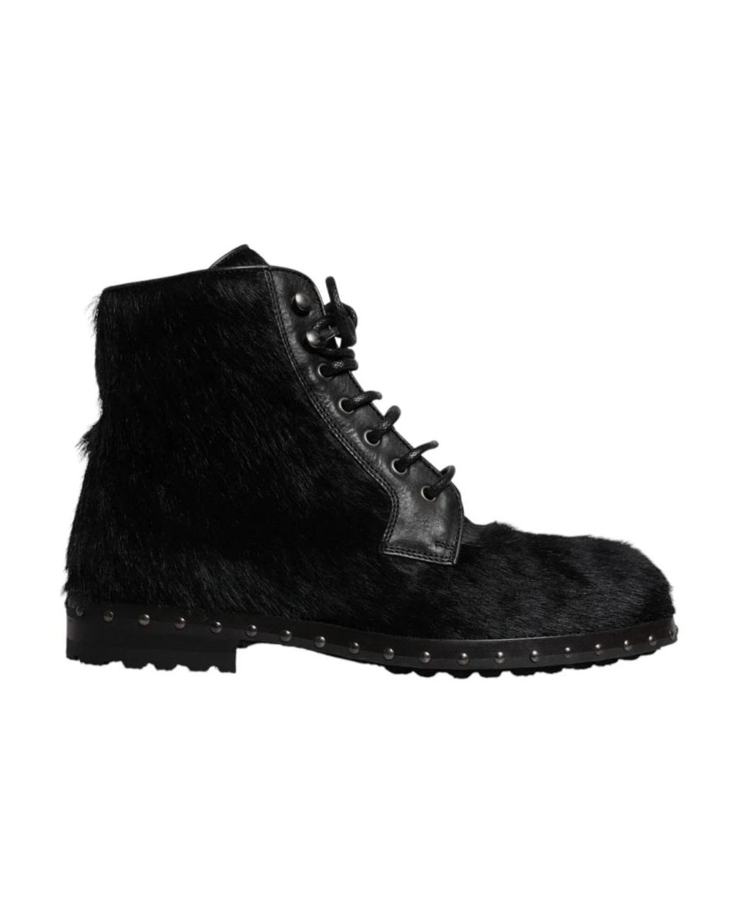 Dolce & Gabbana Black Lace-Up Boots for men
