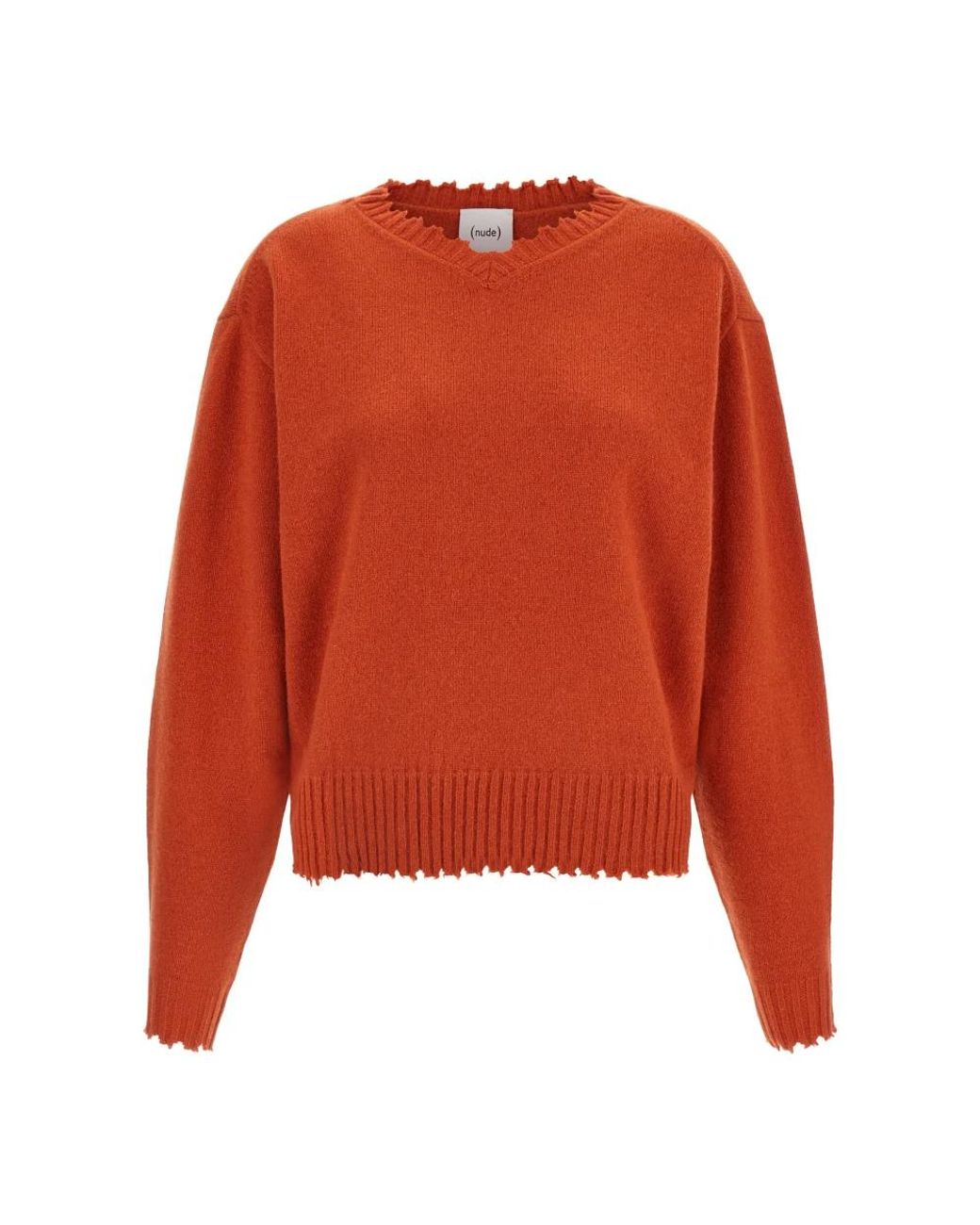 Nude Orange V-Neck Knitwear