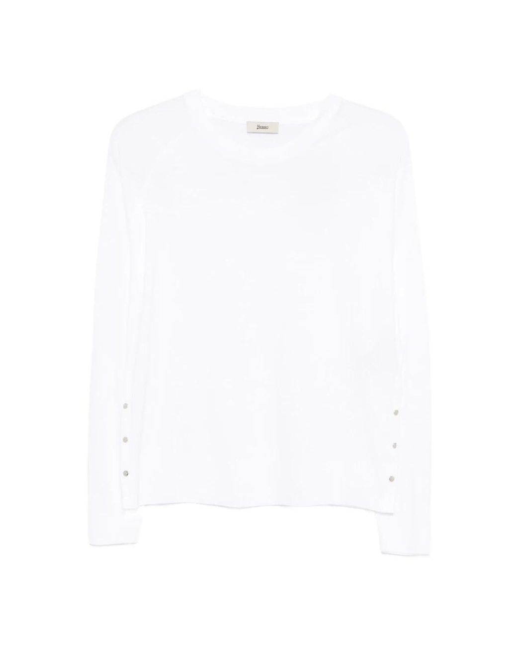 Herno White Long Sleeve T-Shirts