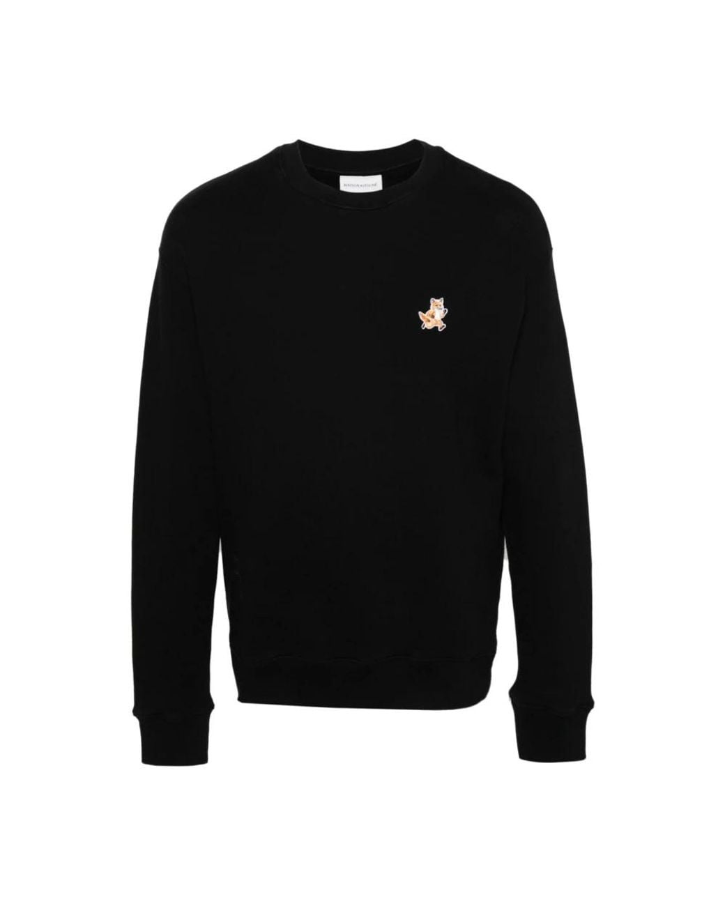 Maison Kitsuné Hoodies & Sweatvesten ,Zwart ,Katoen Comfort-Fit Sweater Met Speedy Fox Logo Patch in het Black voor heren