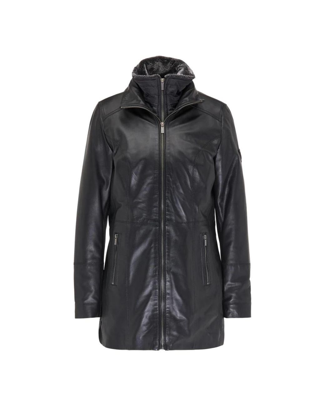 carlo colucci Black Long Donatella Leather Jacket