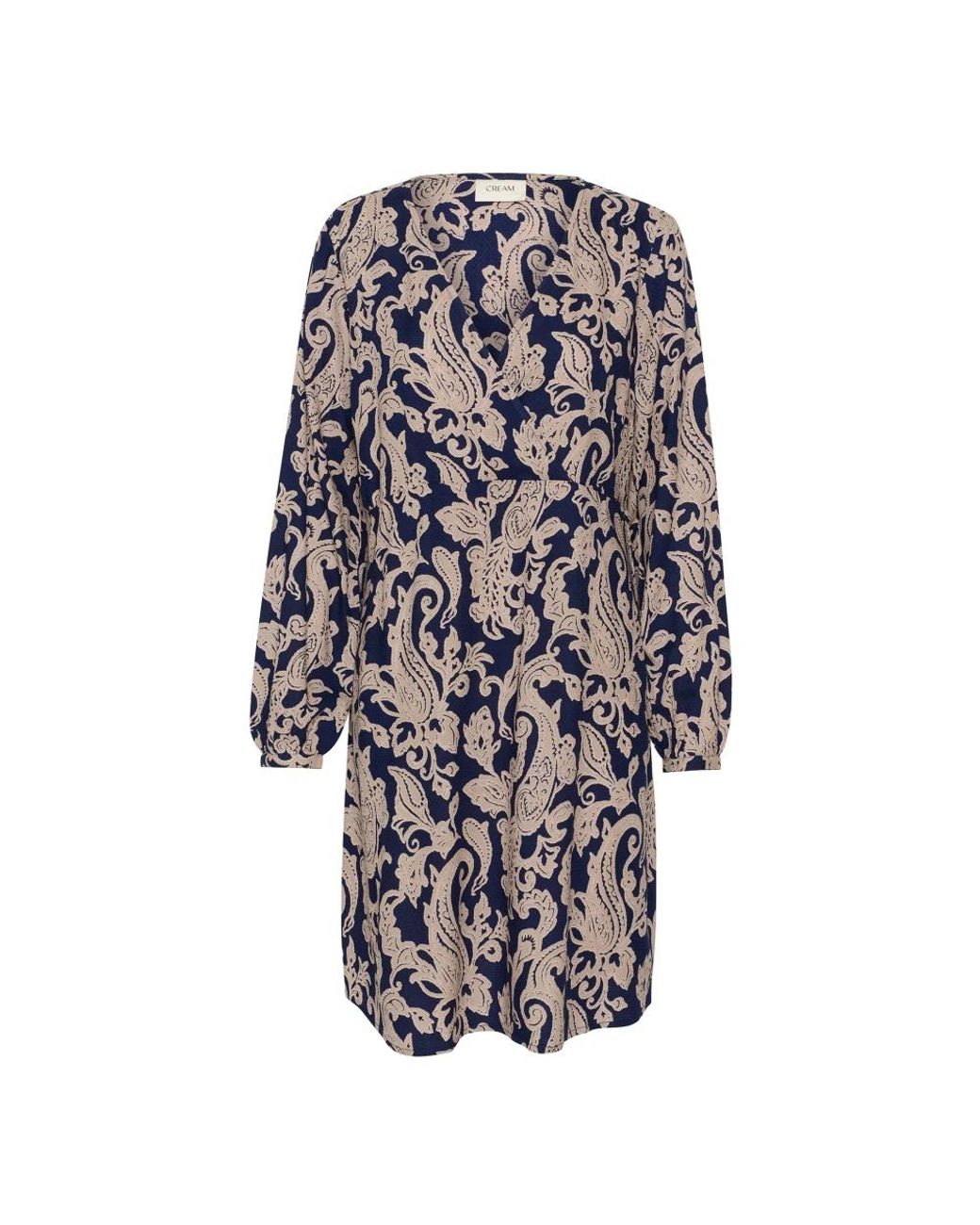 Cream Kleedjes ,Bruin ,Blauwe Paisley Jurk Met V-Hals in het Blue