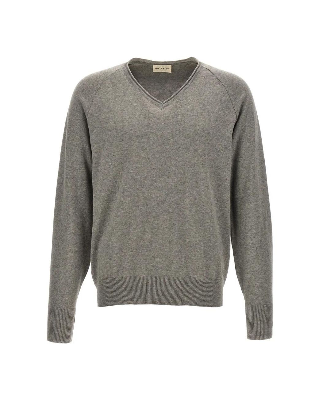 Ma'ry'ya Gray V-Neck Knitwear for men