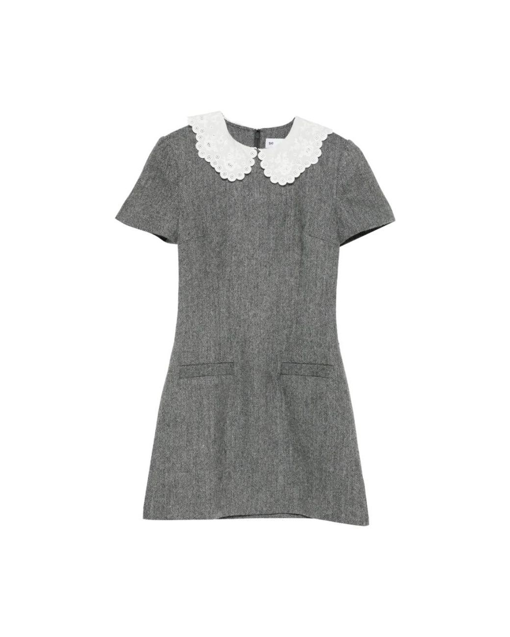 Self-Portrait Gray Short Dresses