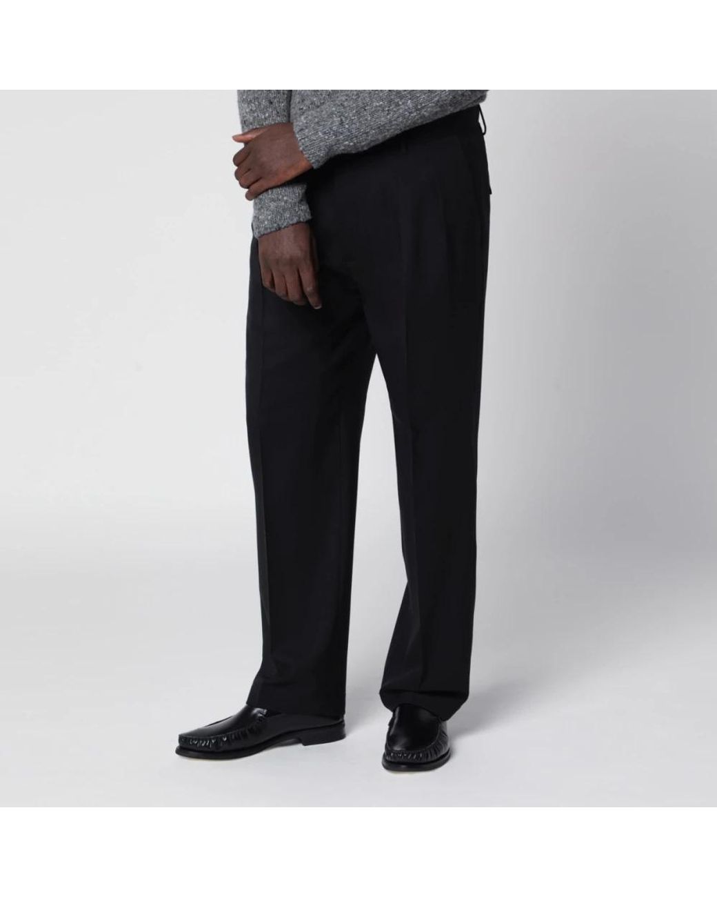Santaniello Black Straight Trousers for men