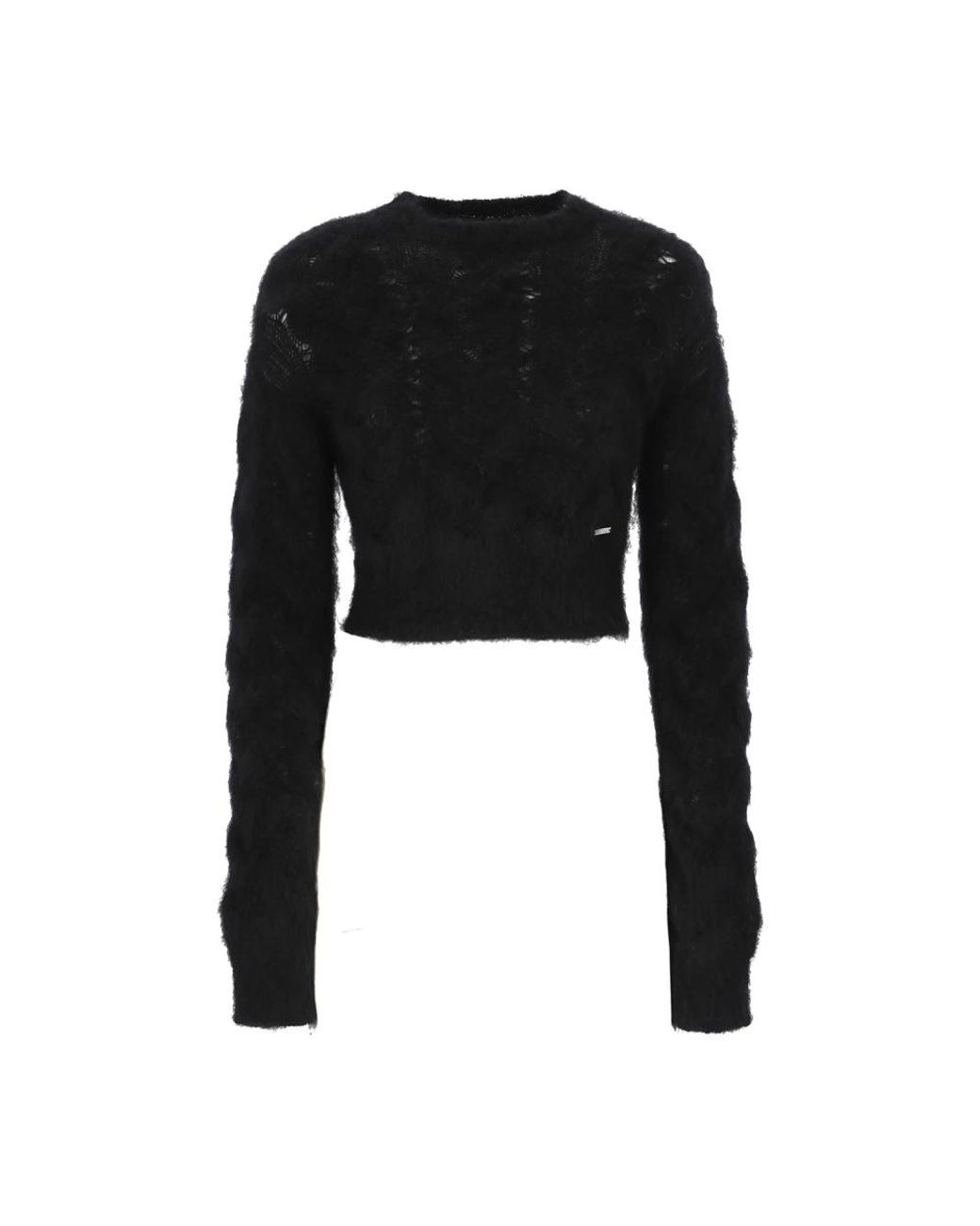 DSquared² Black Er Mohair Kurzer Pullover