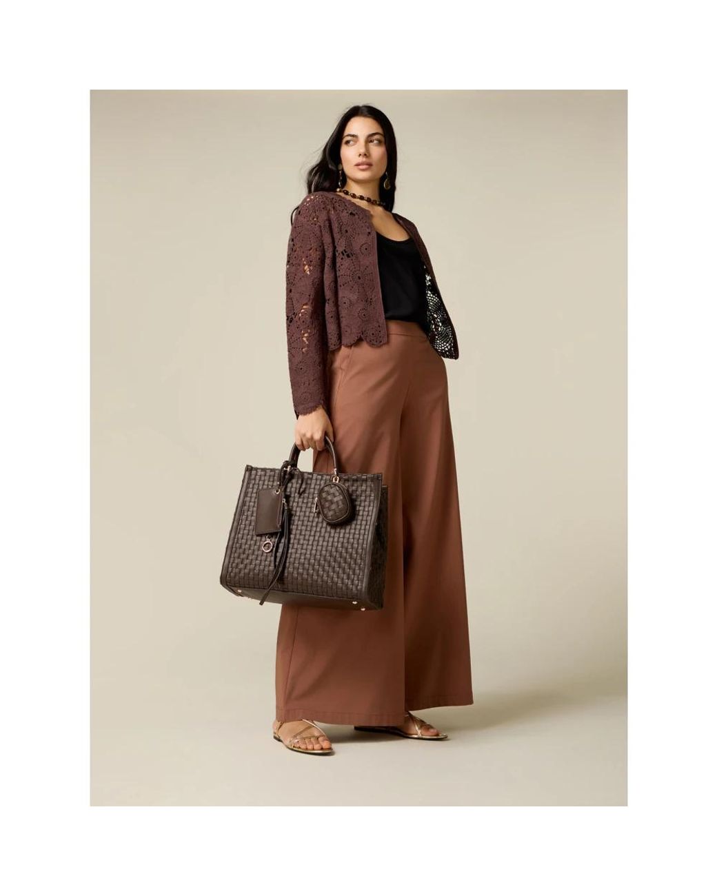 Wide Trousers Oltre de color Brown