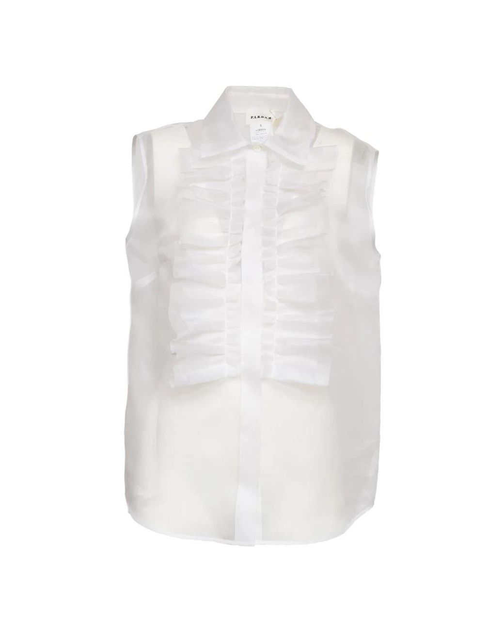 P.A.R.O.S.H. White Shake Organza Sleeveless Shirt