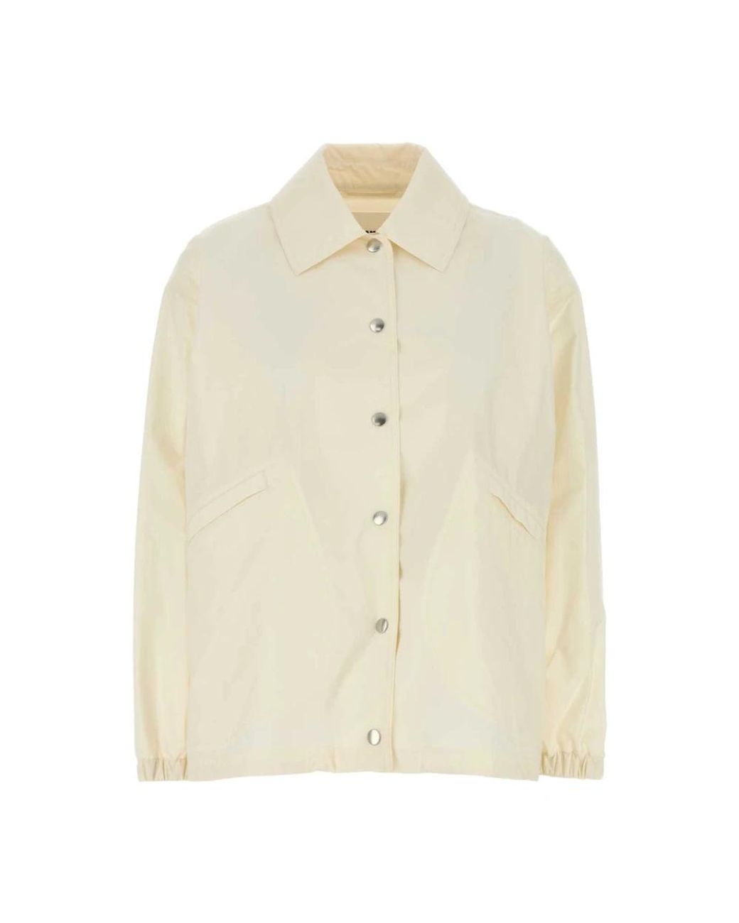 Jil Sander Jassen ,Katoen Ivory Katoenen Jas in het Natural