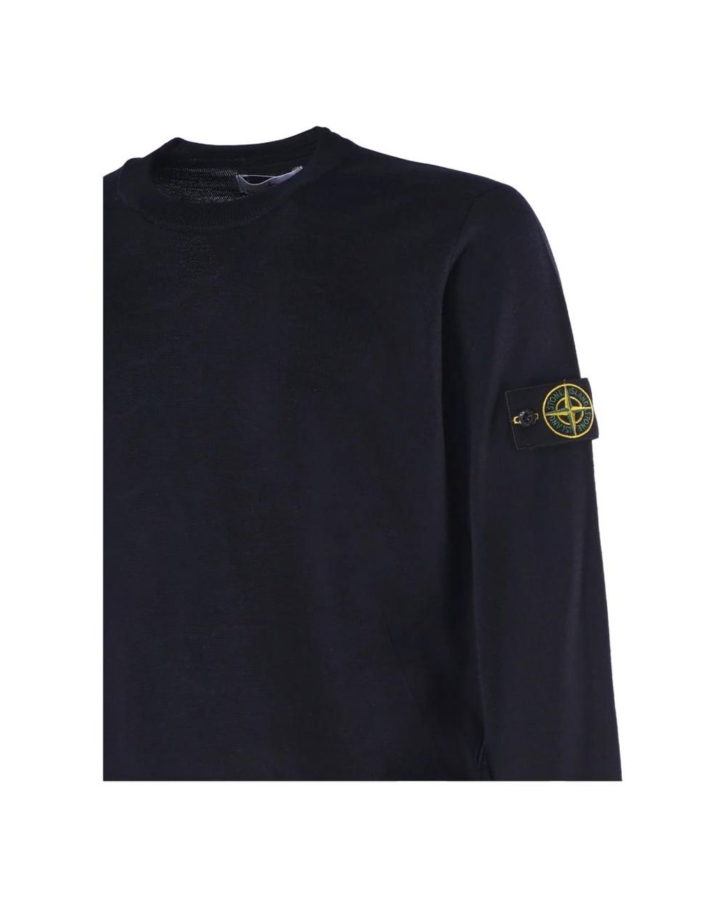 Stone Island Blauwe Wollen Trui Met Ronde Hals in het Blue voor heren
