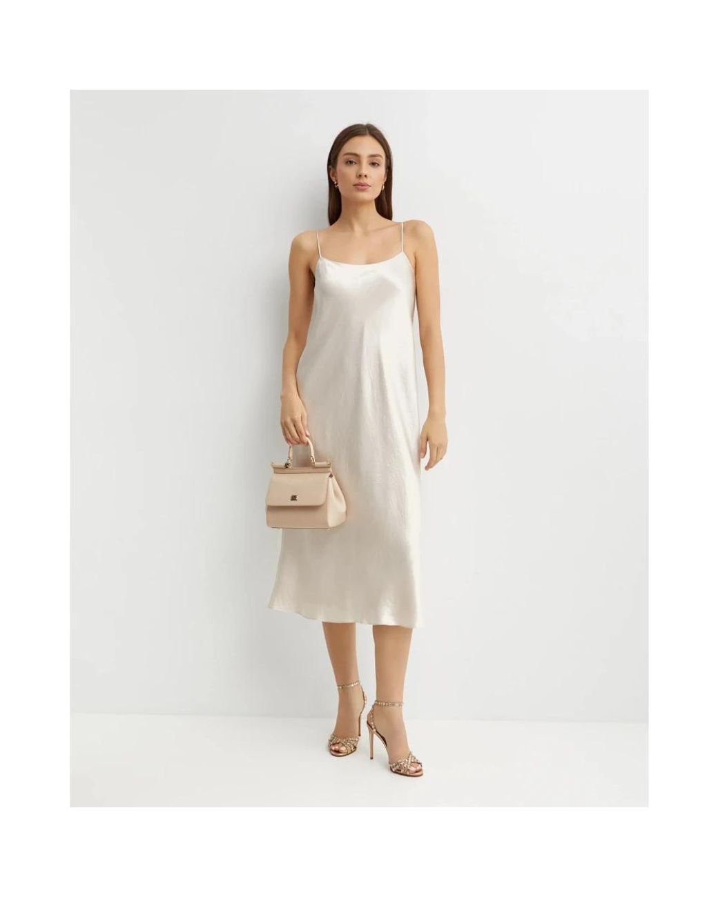 Vince White Sleek Maxi Slip Dress With Minimalist Design