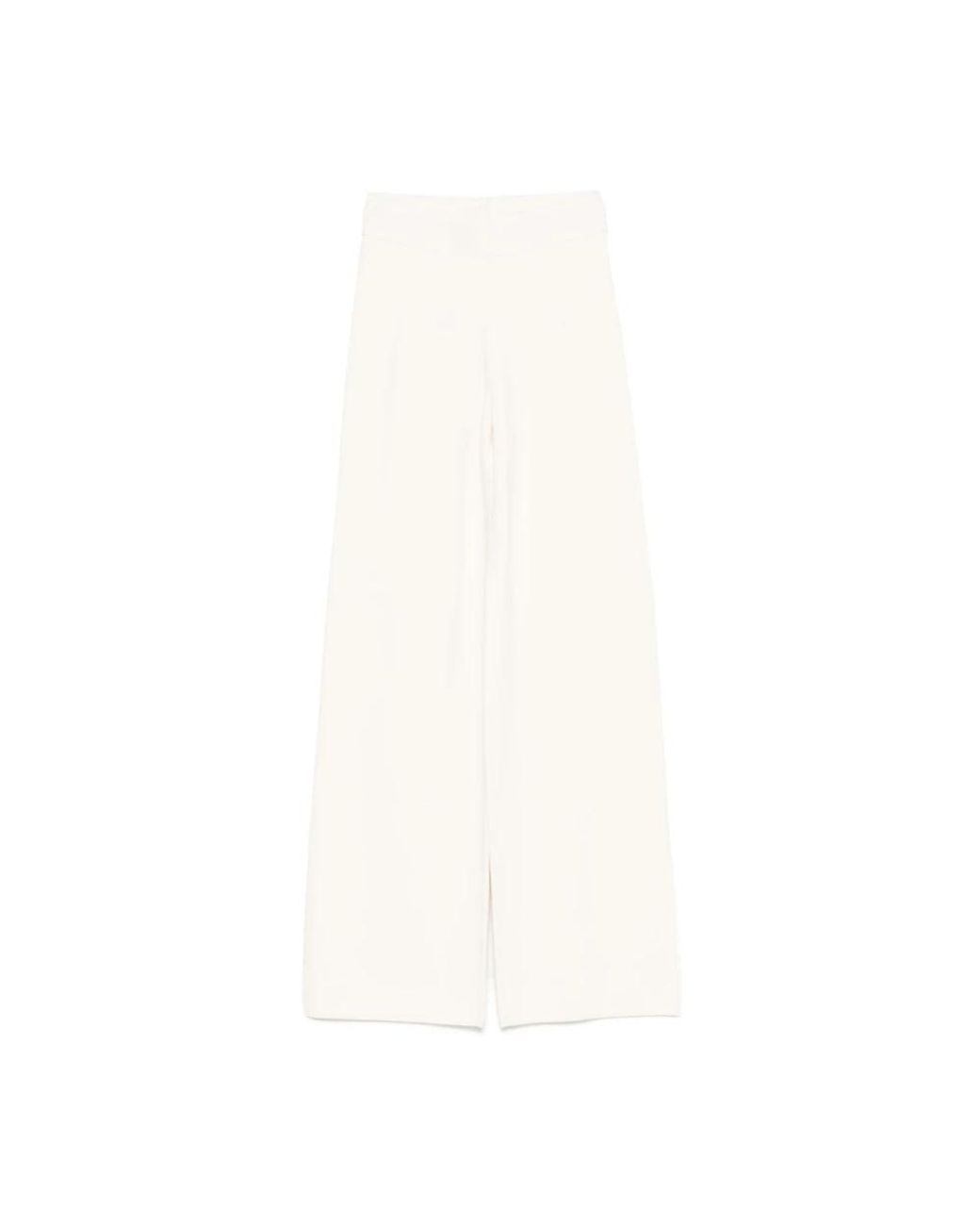 Max Mara Broeken ,Wit ,Leer Wide Leg Tailored Broeken in het White