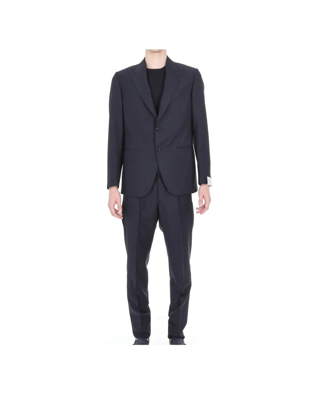 Caruso Blue Single Breasted Suits for men