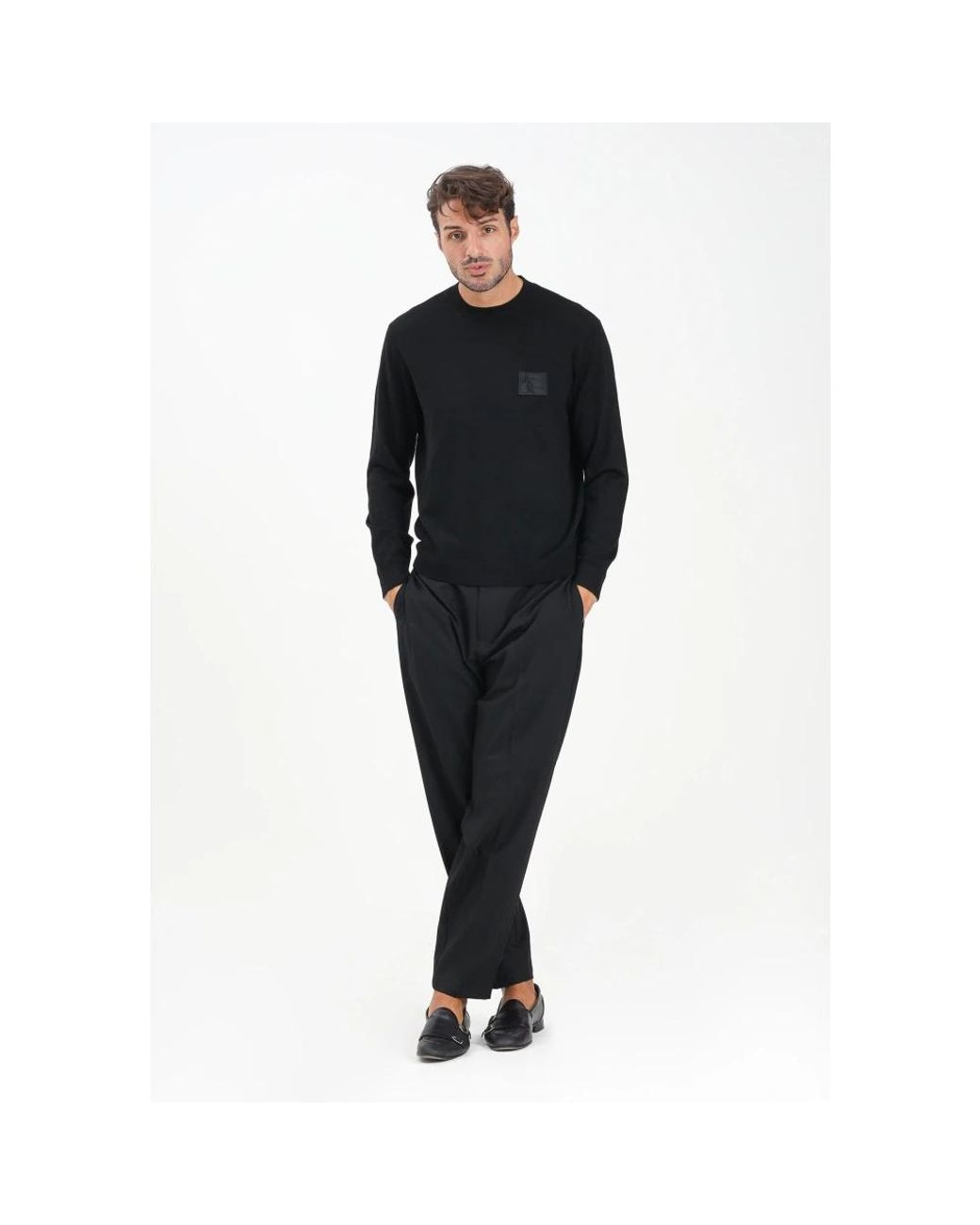 ARMANI EXCHANGE Black Slim-Fit Trousers for men