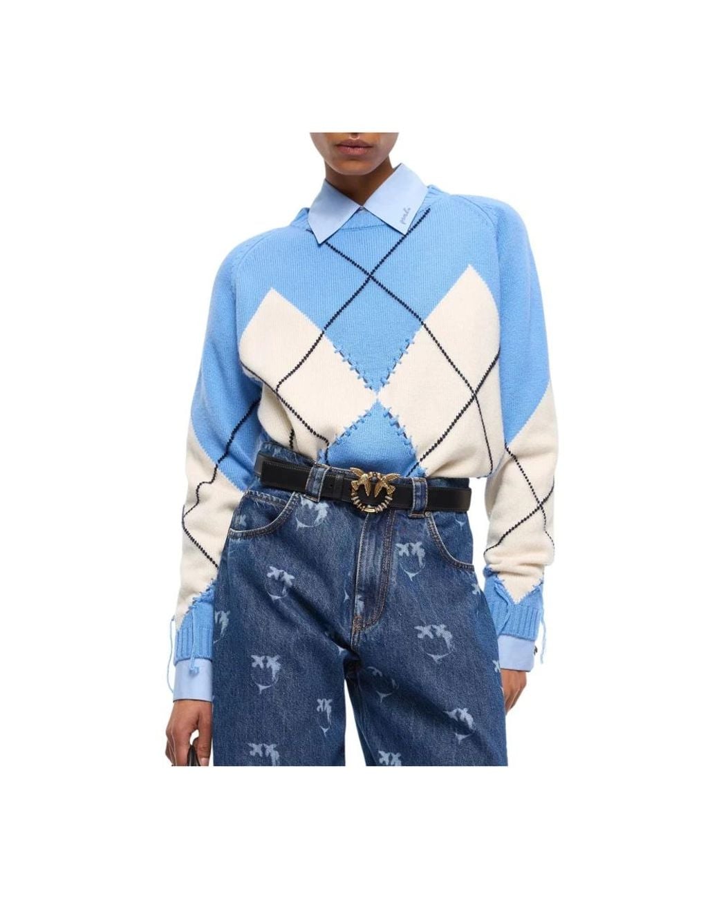 Pinko Blue Round-Neck Knitwear