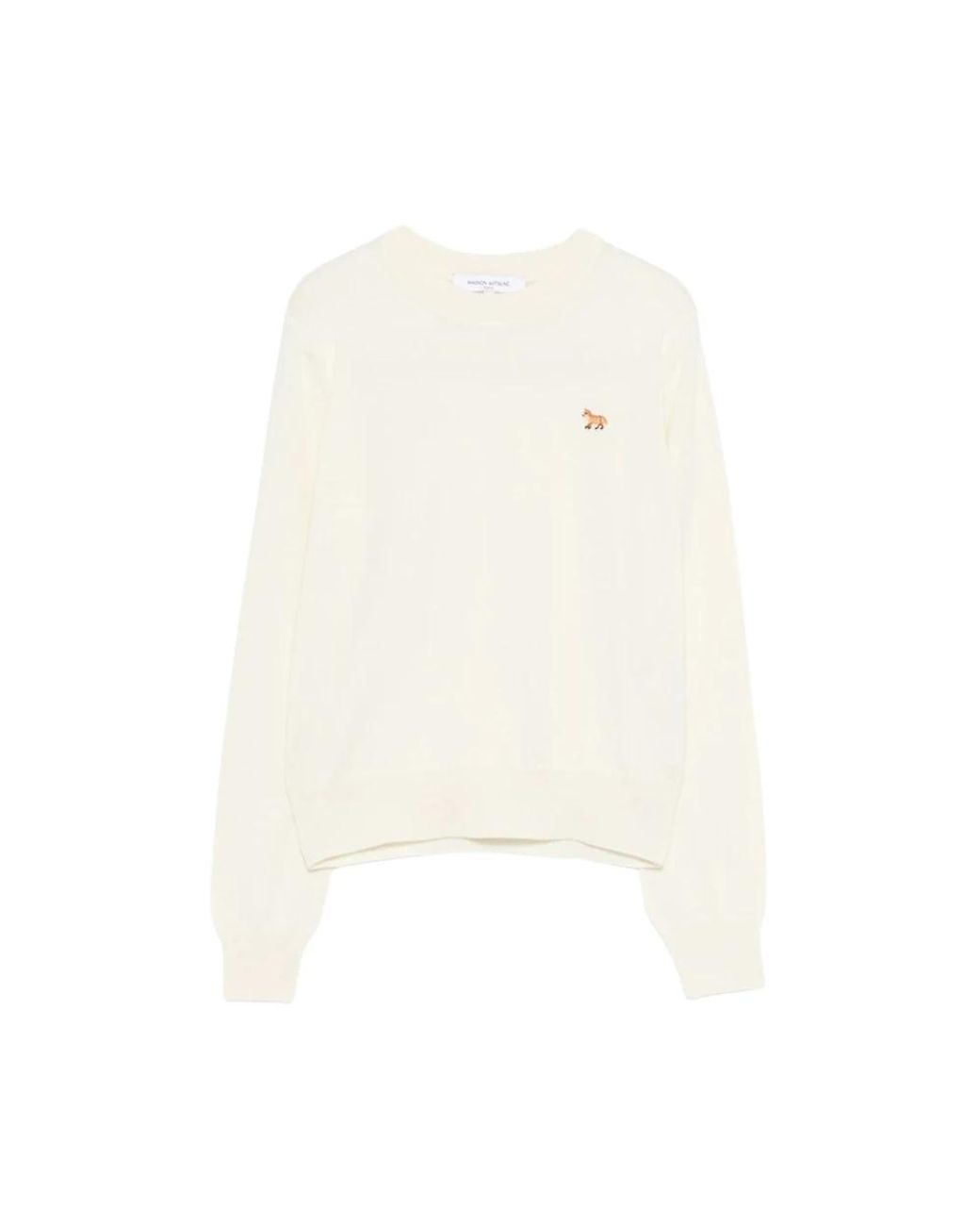 Maison Kitsuné White Round-Neck Knitwear