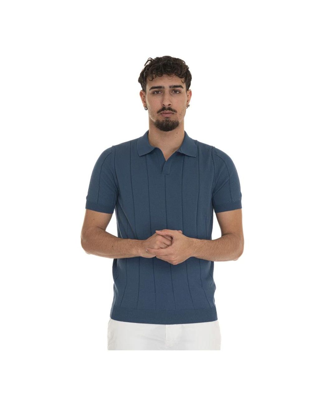 Gran Sasso Blue V-Neck Knitwear for men