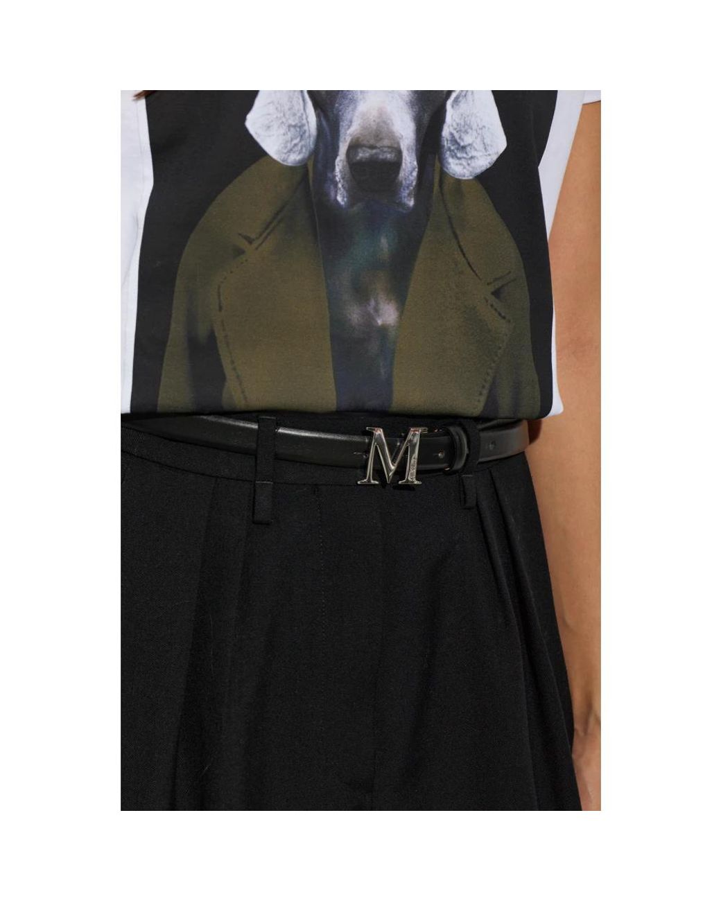 Max Mara Black Leder Monogramm Gürtel