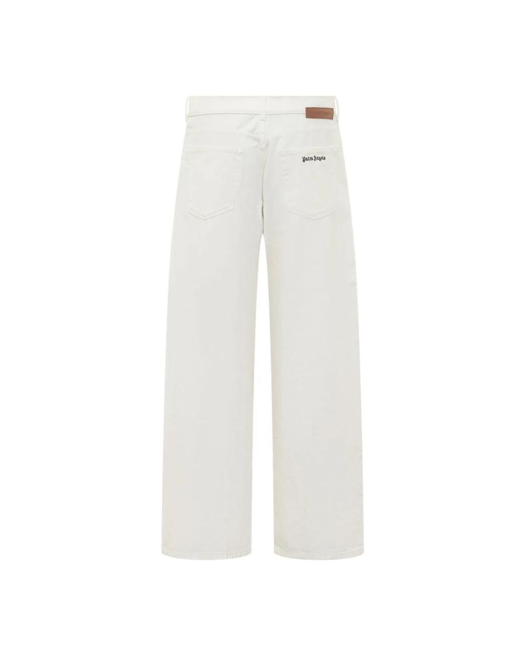 Palm Angels White Wide Jeans for men