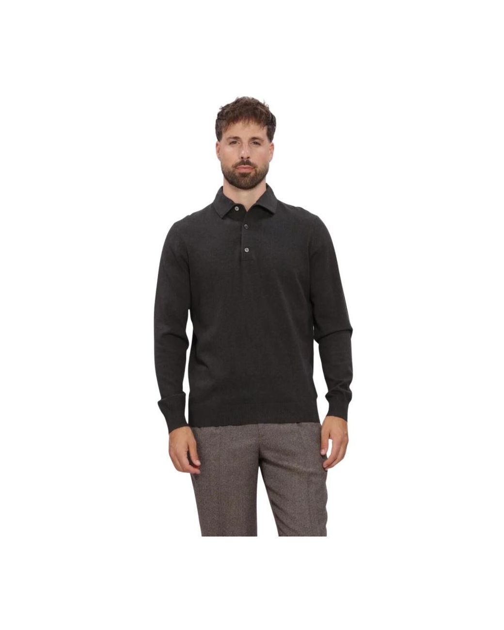 Profuomo Polo One Piece Ls Basic in het Black voor heren