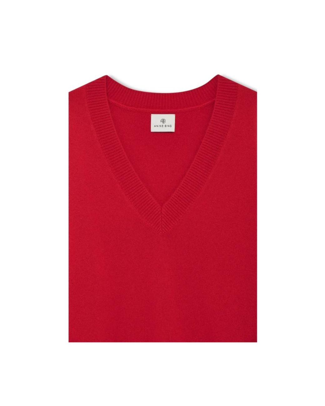 Anine Bing Red V-Neck Knitwear