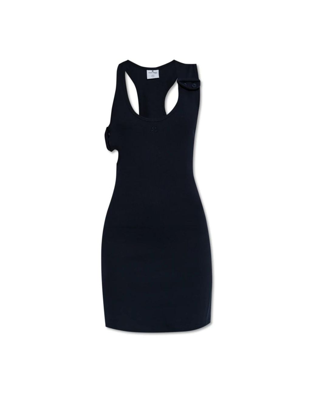Courreges Kleedjes ,Blauw ,Katoen Ribgebreide Jurk Met Bandjes in het Blue