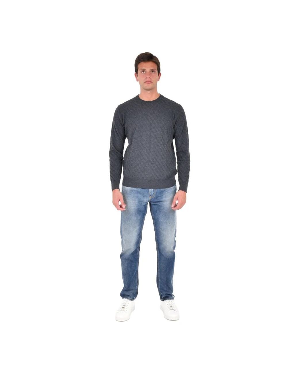 Low Brand Gray Round-Neck Knitwear for men