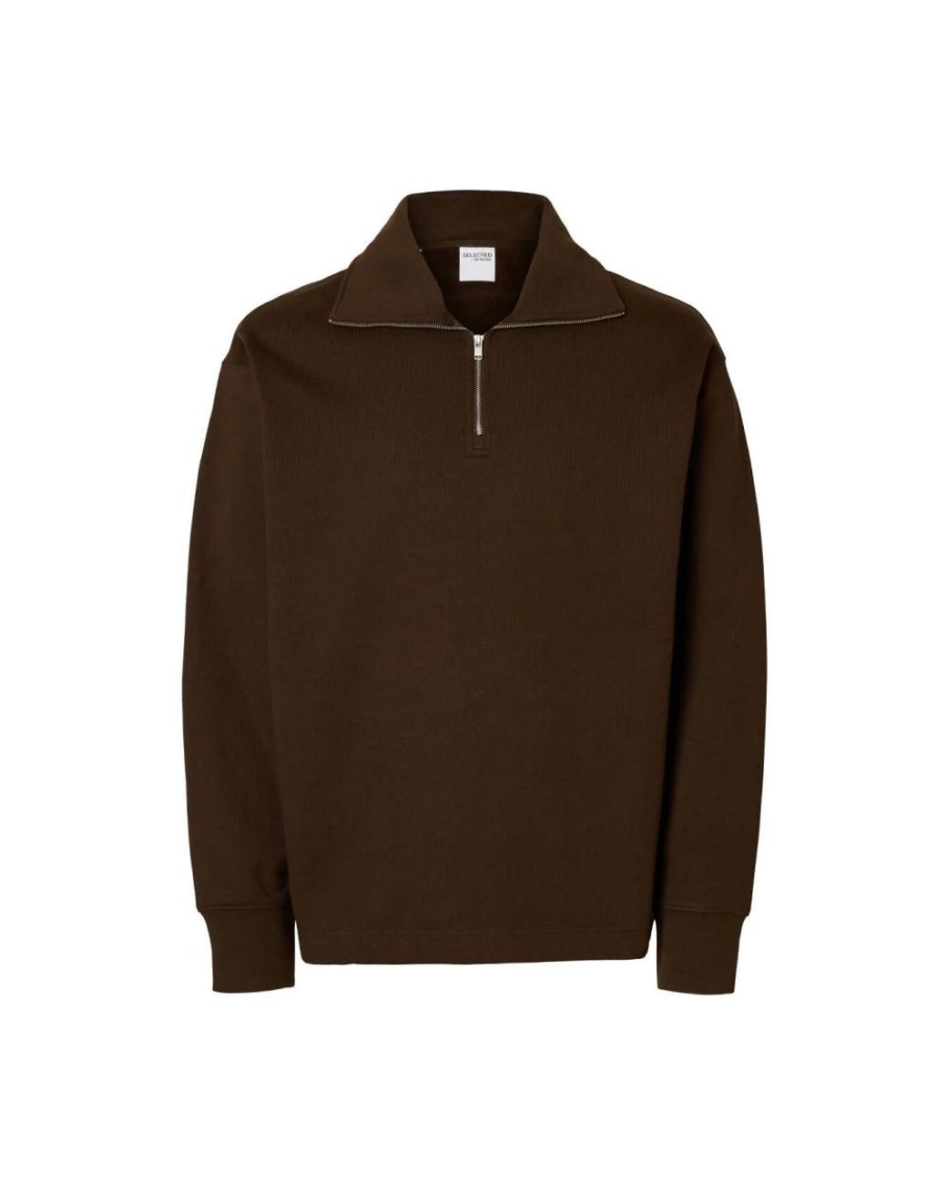 SELECTED Relaxaron Half Zip Sweat Pullover in Brown für Herren