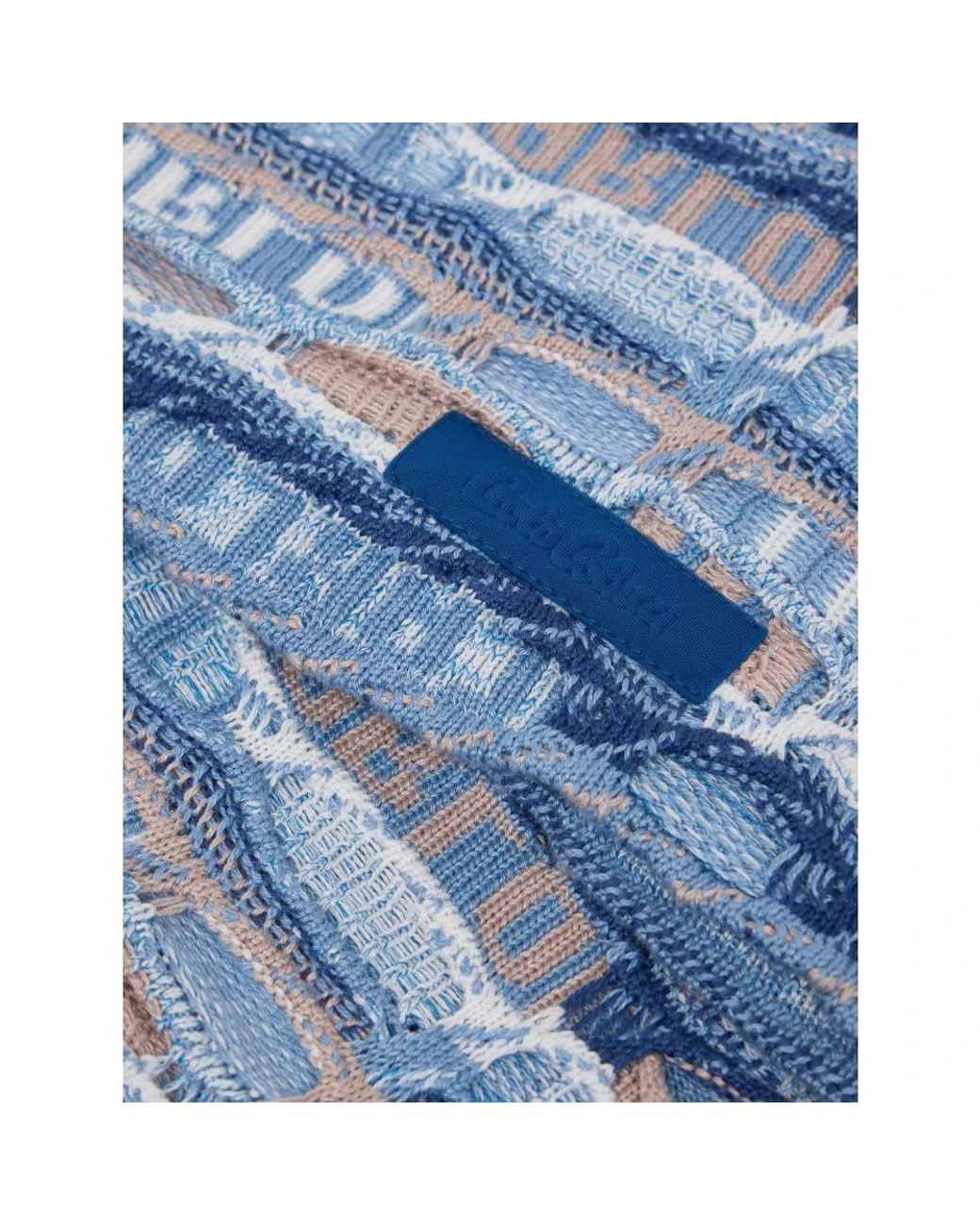 carlo colucci Blue Multicolor Knit Wool Scarf for men