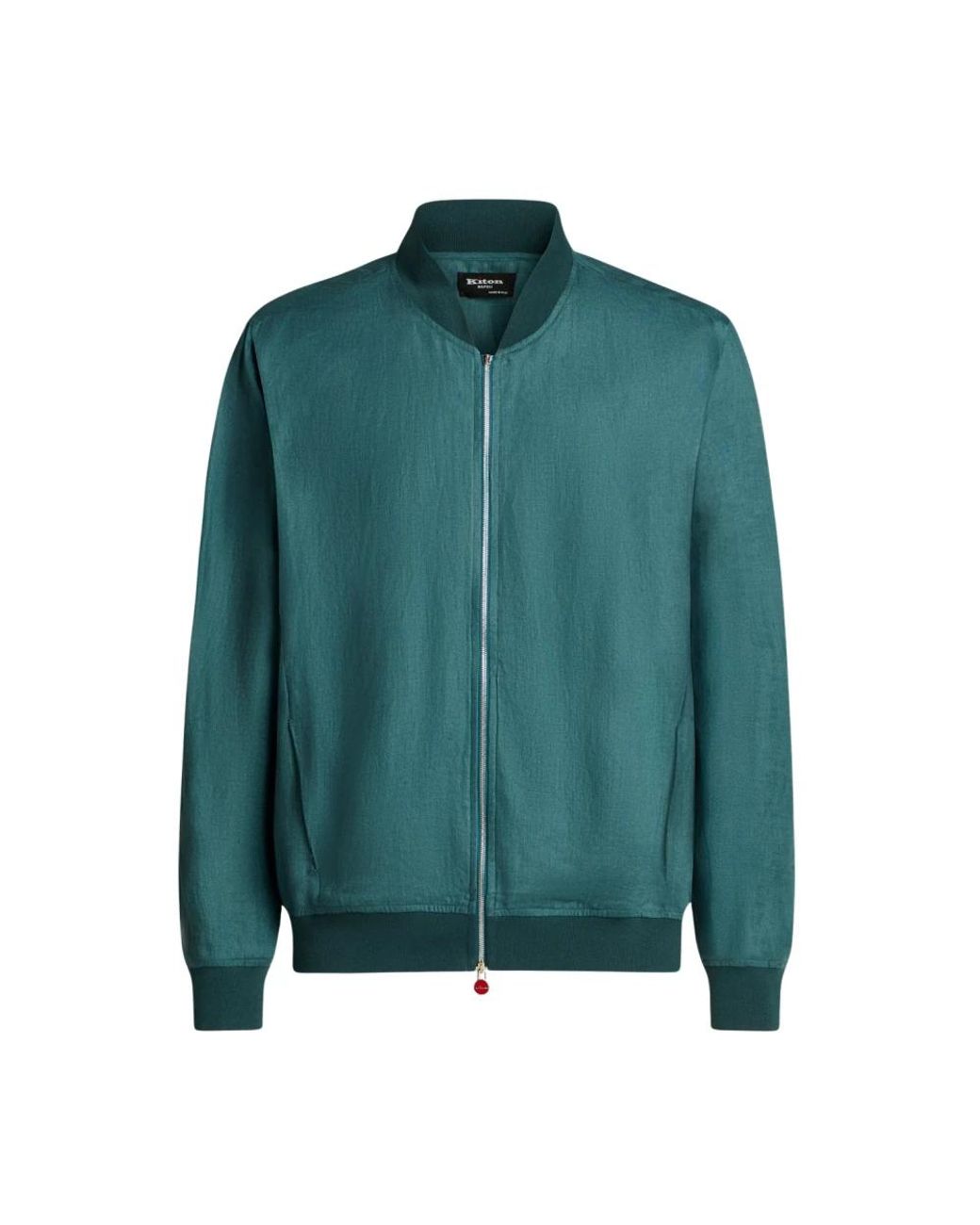 Kiton Jassen ,Blauw ,Leer Pure Linen Jacket With Zip in het Green voor heren