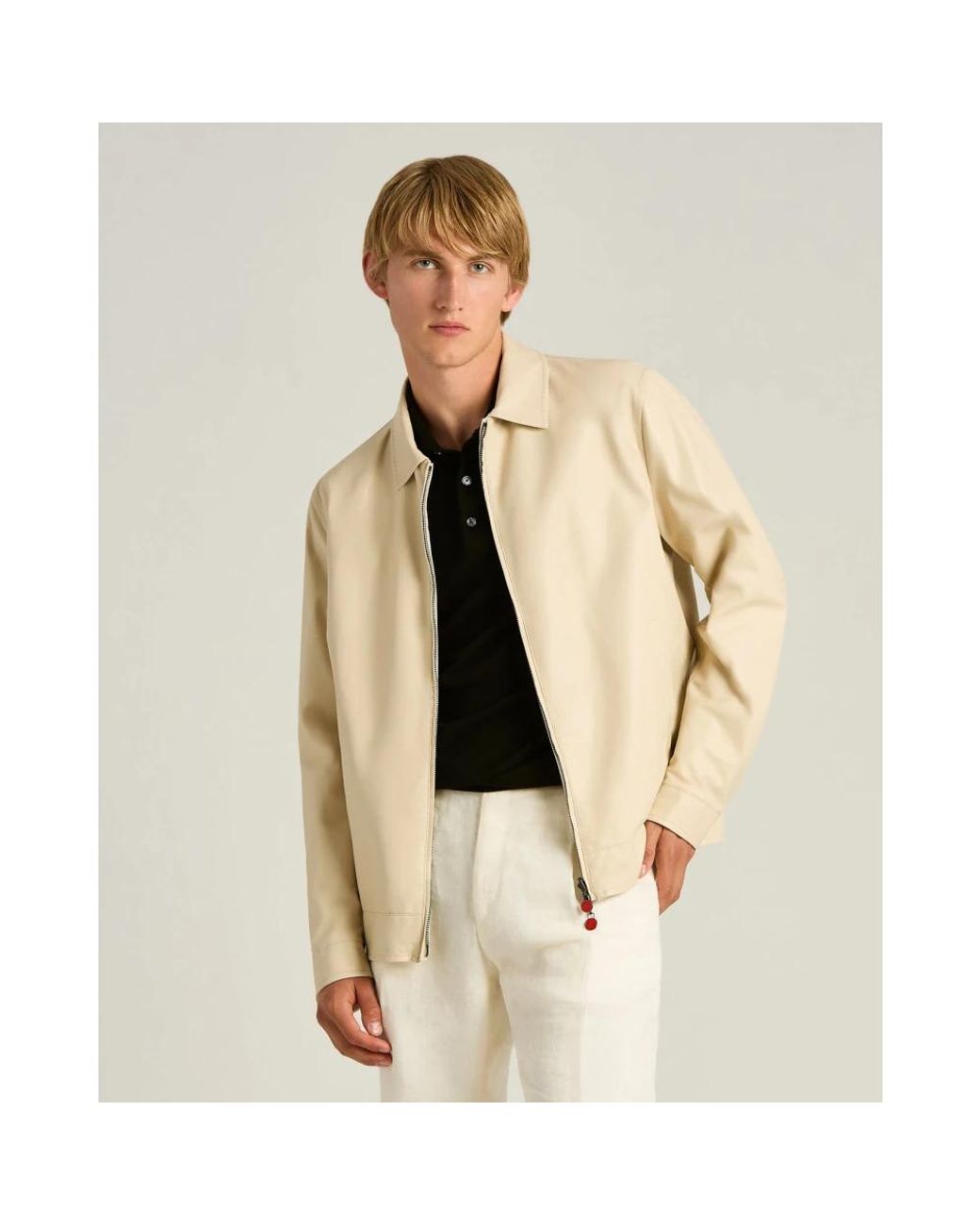 Kiton Jassen ,Leer Lederen Bomberjack Van Lamsleer in het Natural voor heren