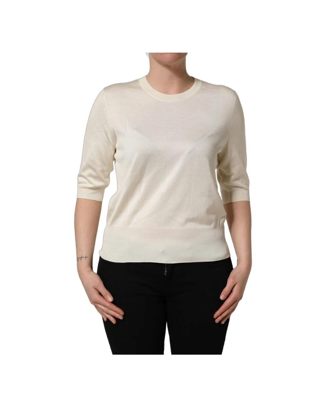 Dolce & Gabbana Natural Round-Neck Knitwear