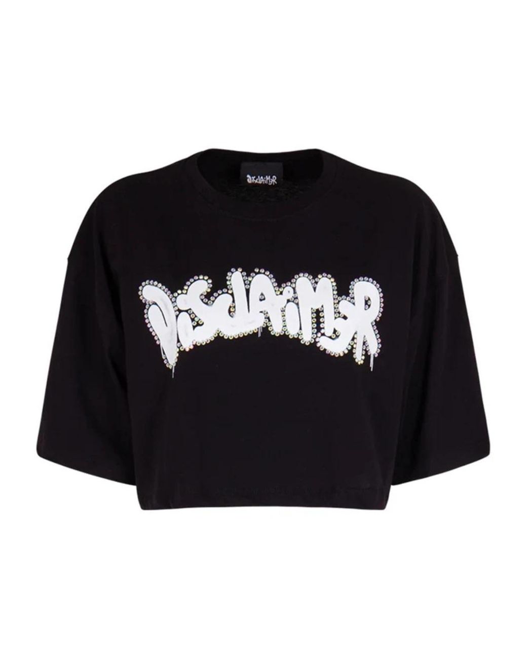 DISCLAIMER Tops ,Wit ,Katoen Crop Jersey Top Urban Style in het Black