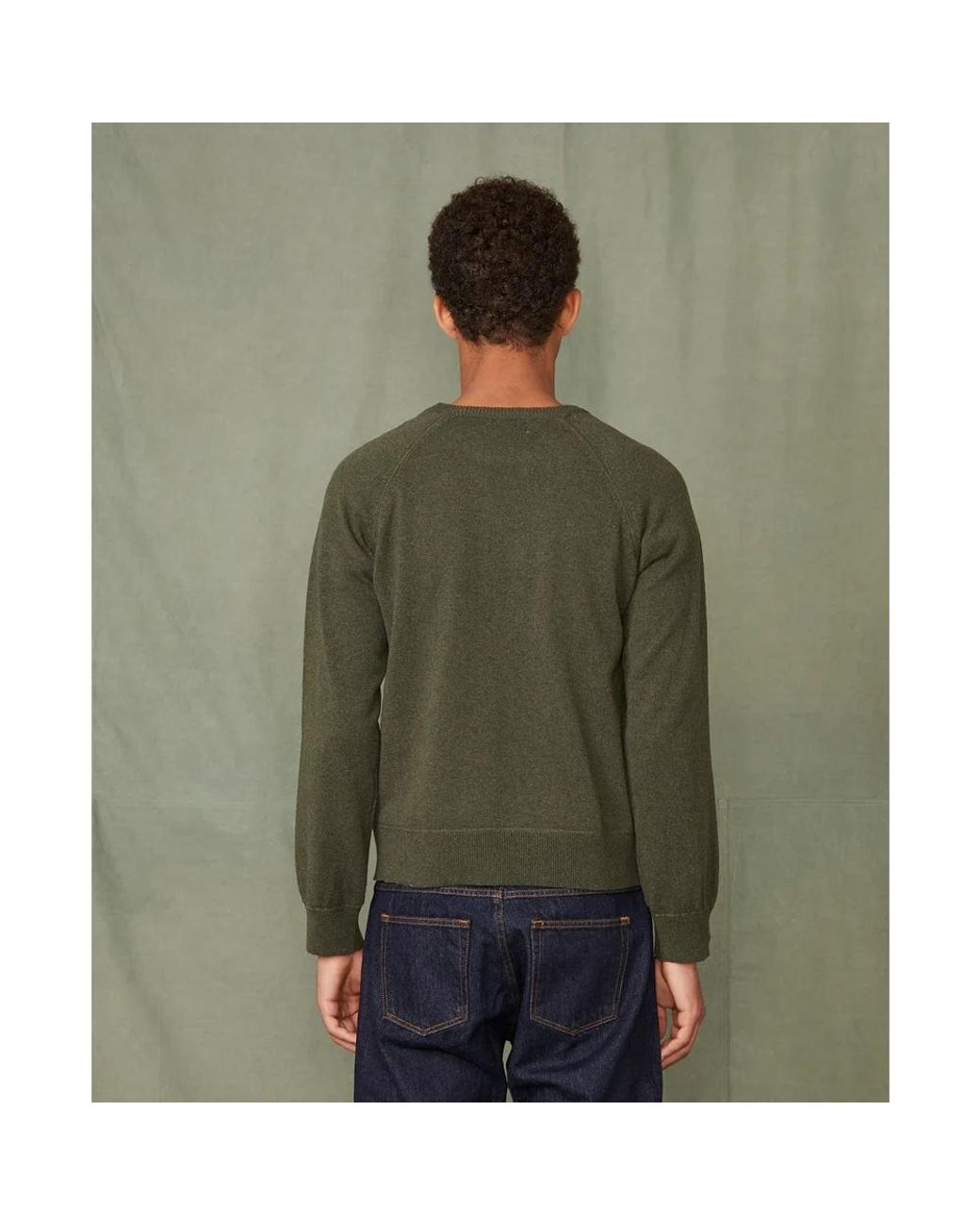 Officine Generale Green Round-Neck Knitwear for men