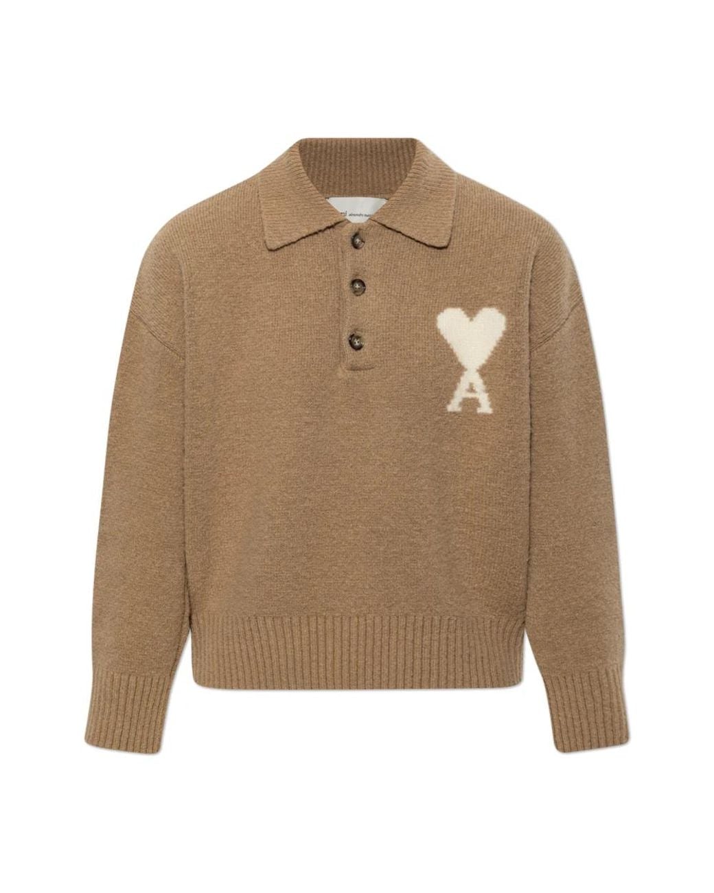 AMI Brown V-Neck Knitwear