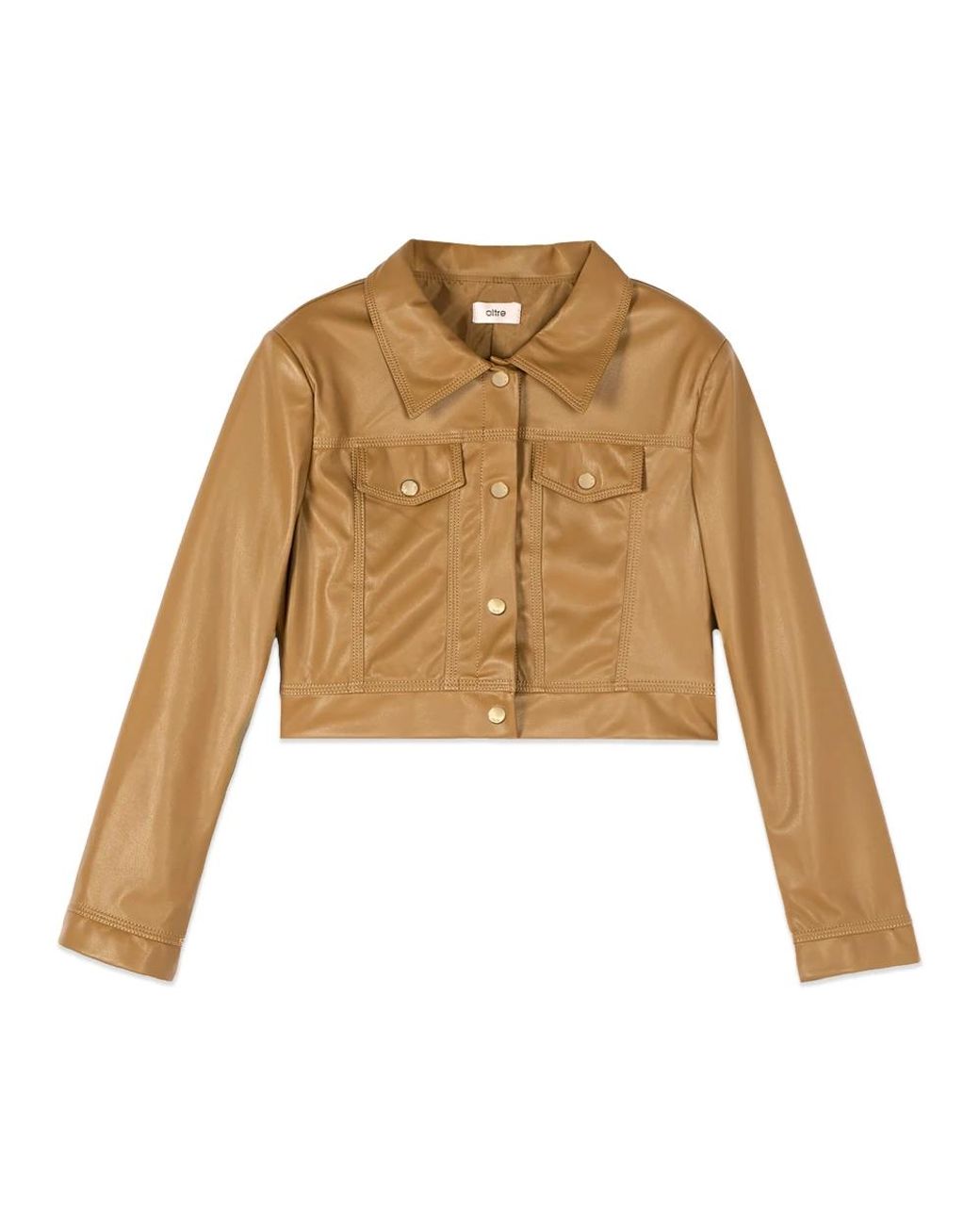 Oltre Jassen ,Bruin ,Polyester Cropped Jas in het Natural