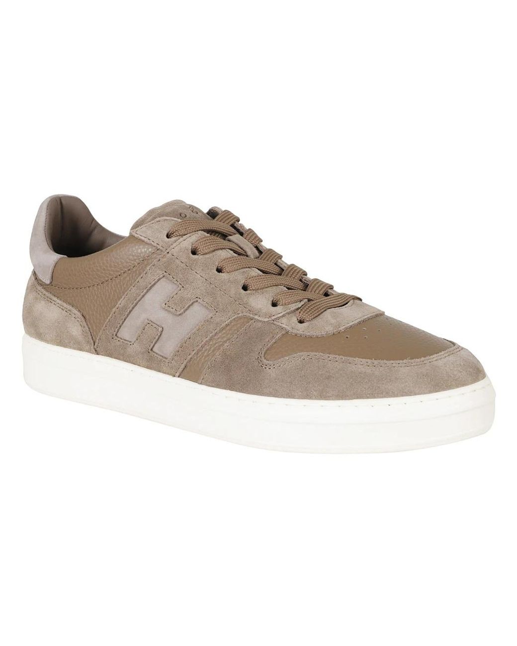 Hogan Brown H Tv Smooth Leather Suede Rubber Sole Sneakers for men