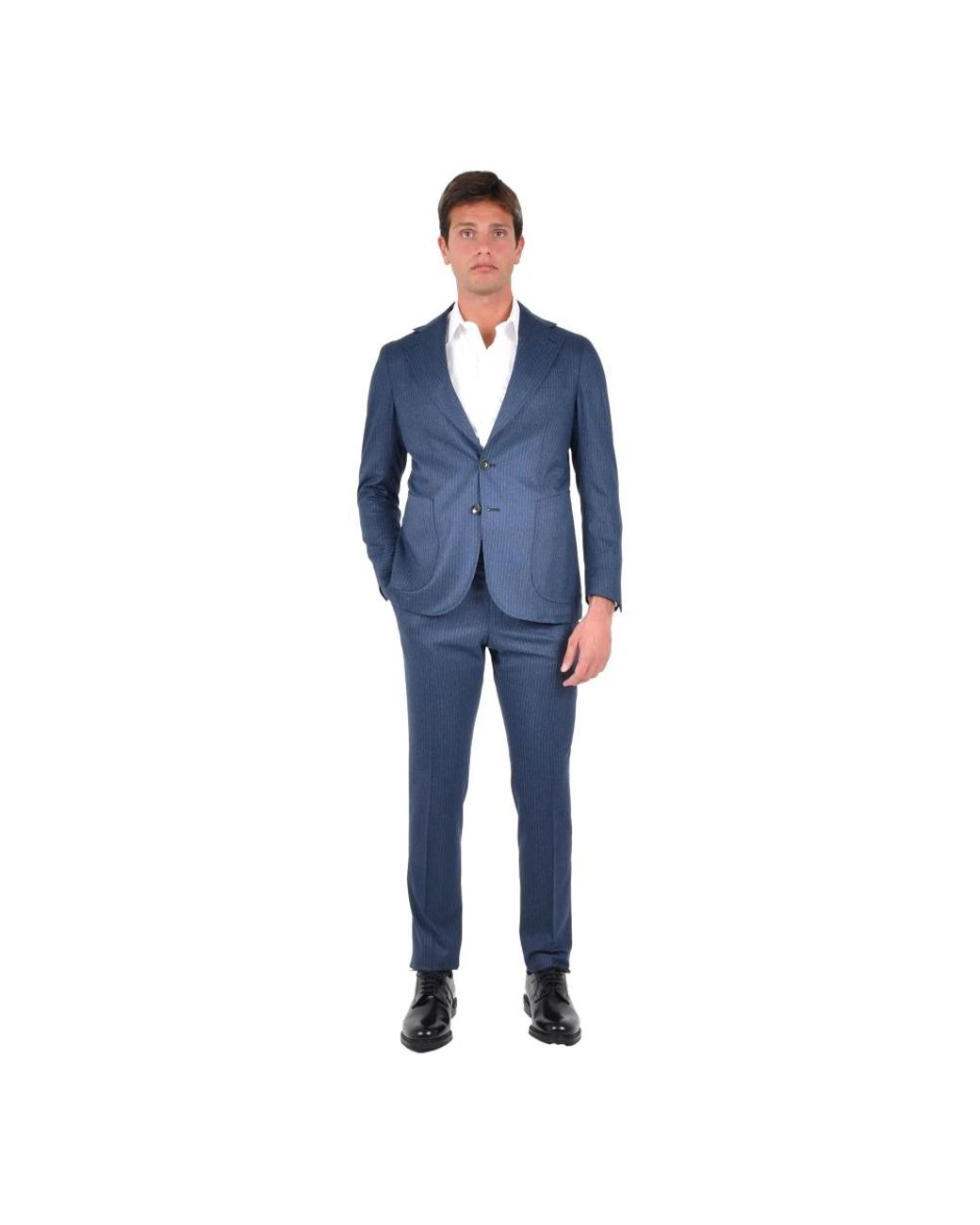 Franzese Collection Blue Single Breasted Suits for men