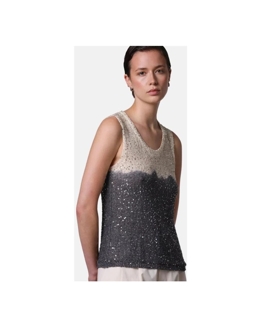 Roberto Collina Gray Sleeveless Tops