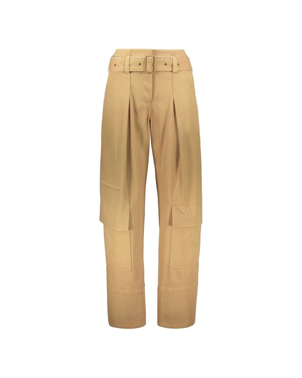 Low Classic Broeken ,Katoen Cargo Broek Met Zakken En Riem in het Natural