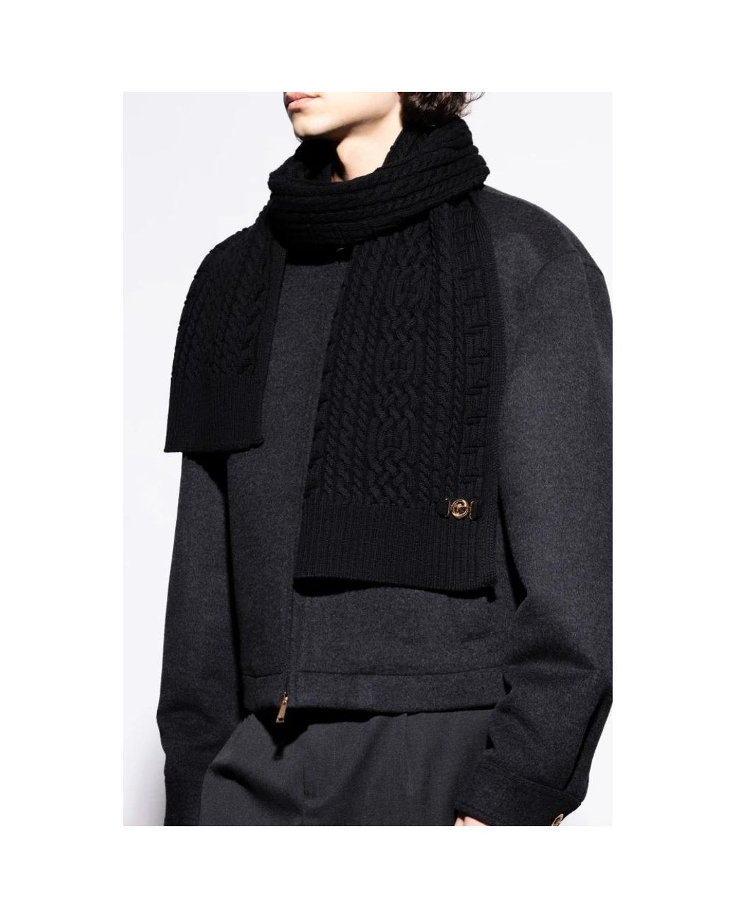 Versace Wollstrickschal in Black für Herren