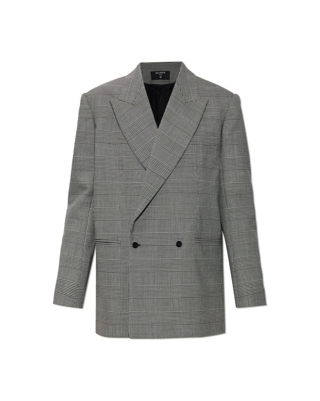 Balmain Jassen ,Grijs ,Wol Houndstooth Blazer in het Gray