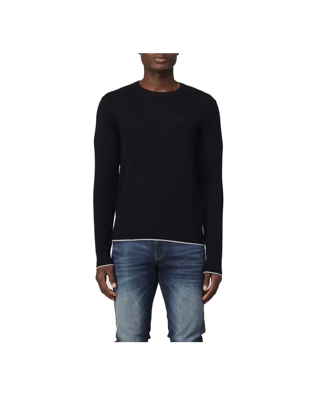 ARMANI EXCHANGE Black Round-Neck Knitwear for men