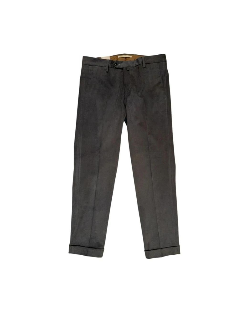 BRIGLIA Gray Straight Trousers for men