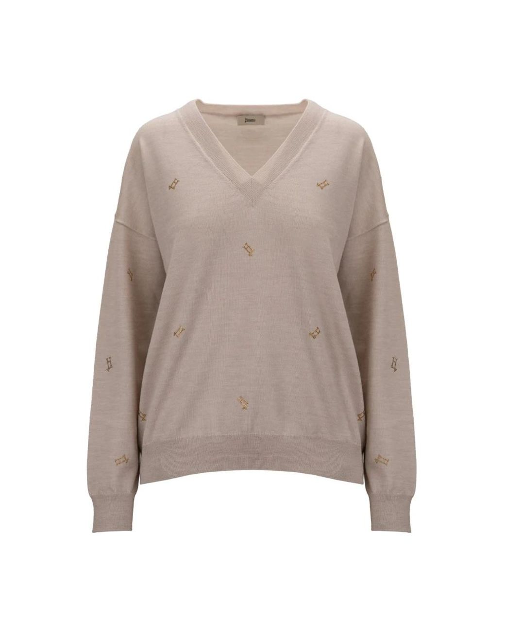 Herno Brown V-Neck Knitwear