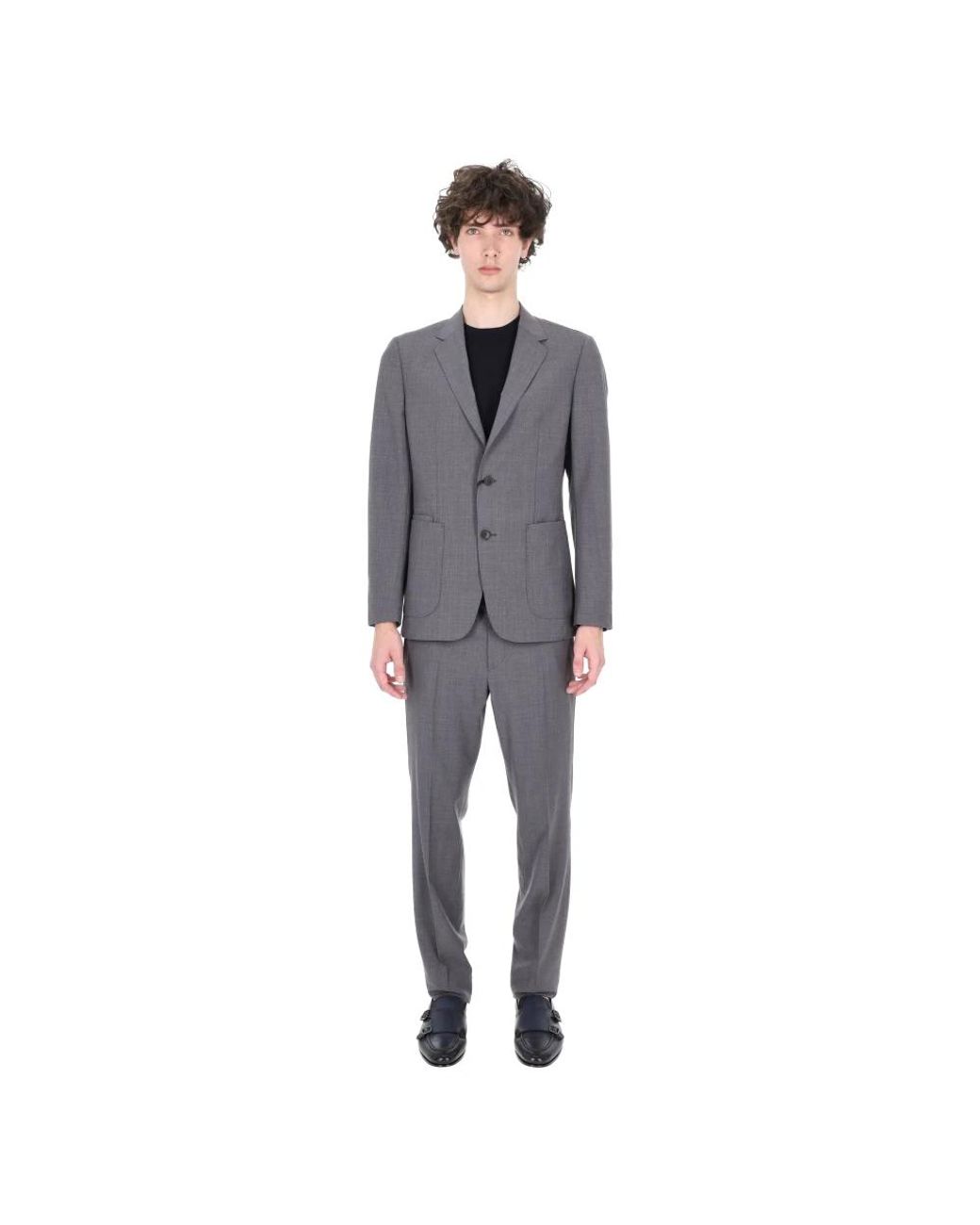Zegna Gray Single Breasted Suits for men